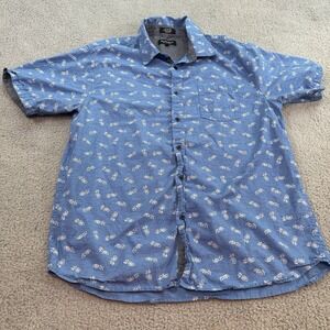 Eighty Eight Platinum Shirt Mens XL Blue Short Sleeve  Pineapple Button Down
